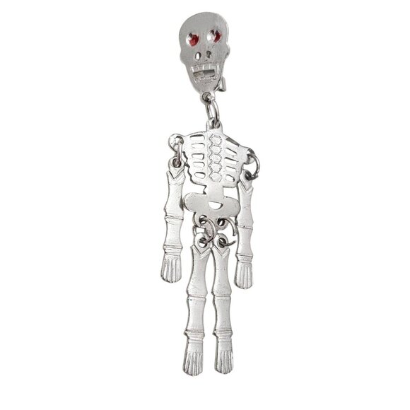 Silver Tone Articulated Vintage Aluminum Skeleton Pin - Picture 5 of 5